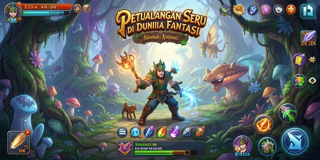 Screenshot utama menampilkan aksi gameplay seru di dunia petualangan.