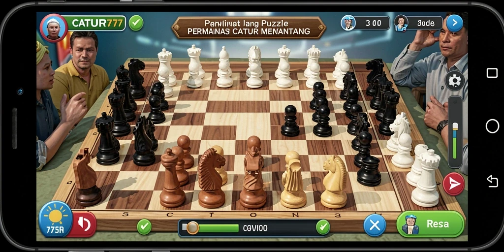 Screenshot <strong>CATUR777</strong> menampilkan gameplay catur yang menarik dan strategis.