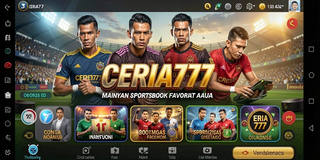 Screenshot utama CERIA777 menampilkan antarmuka taruhan olahraga yang menarik.