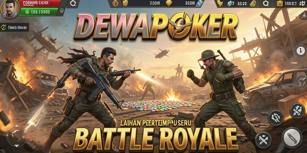 Screenshot utama DEWAPOKER menampilkan aksi seru dalam Battle Royale.