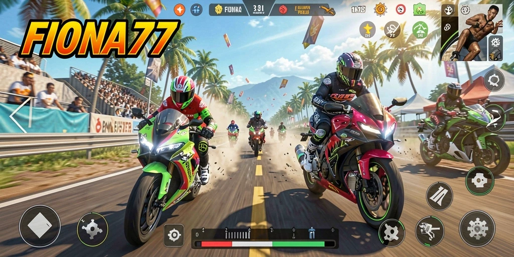 Tampilan seru dari gameplay balapan motor di FIONA77.