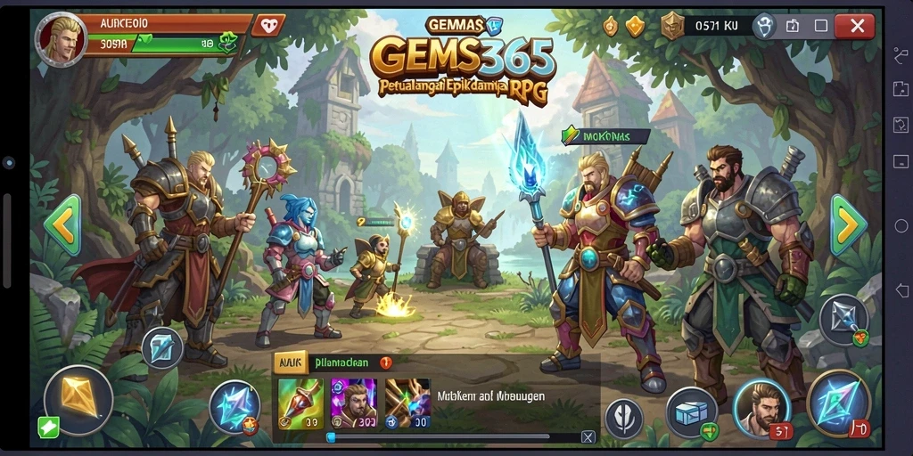 Tampilan gameplay GEMS365 yang epik dan menantang.
