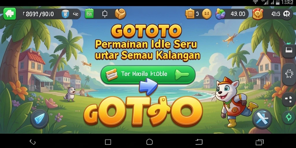 Tampilan gameplay GOTOTO yang menarik dengan karakter yang bergerak otomatis.