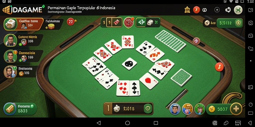 Gameplay seru Gaple di IDAGAME dengan antarmuka menarik.
