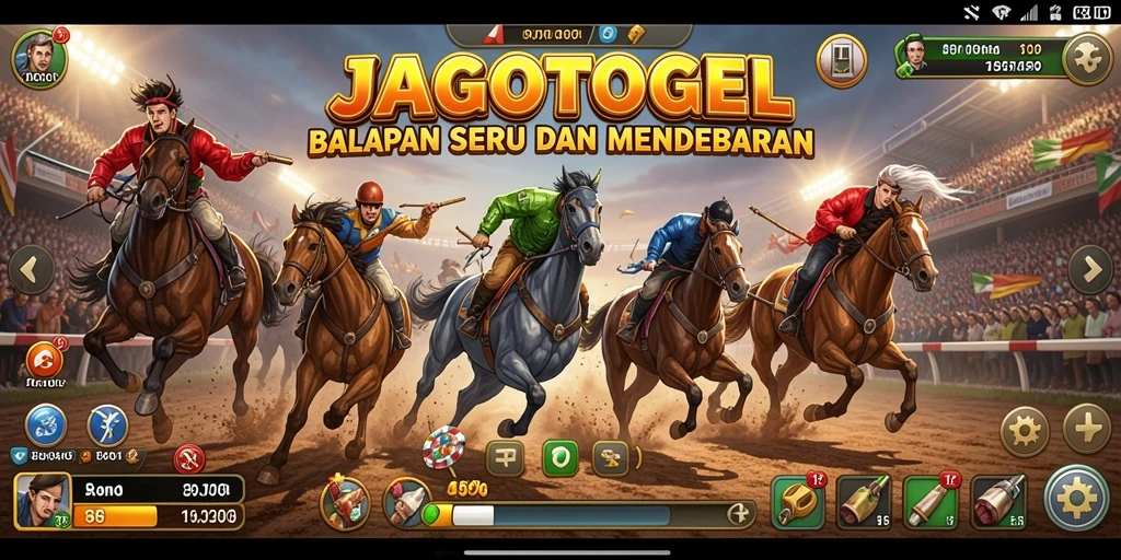 Screenshot JAGOTOGEL menampilkan aksi balapan mendebarkan di trek yang menantang.