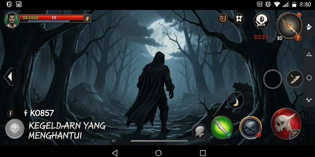 Screenshot menampilkan suasana menakutkan di dalam game KO857.