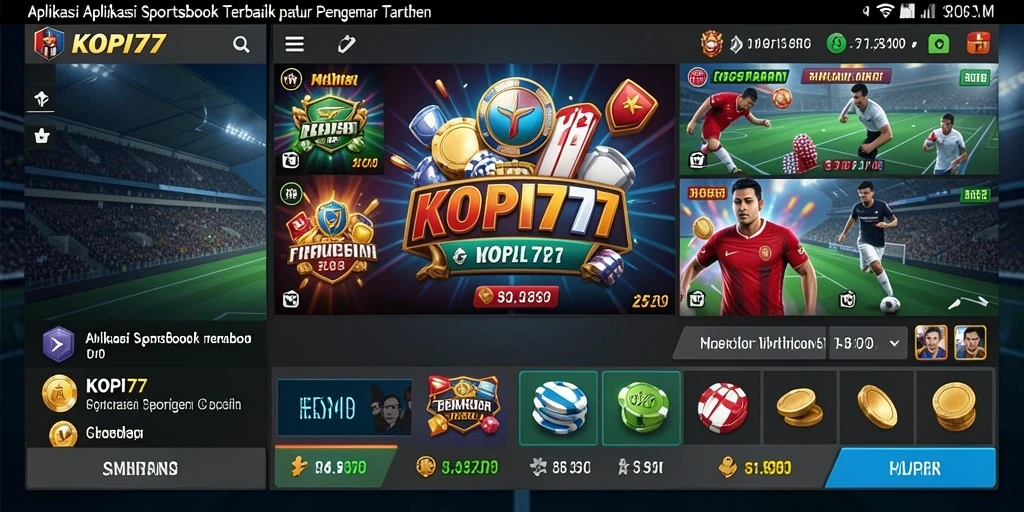 Tampilan screenshot utama KOPI77 menunjukkan antarmuka Sportsbook yang menarik.