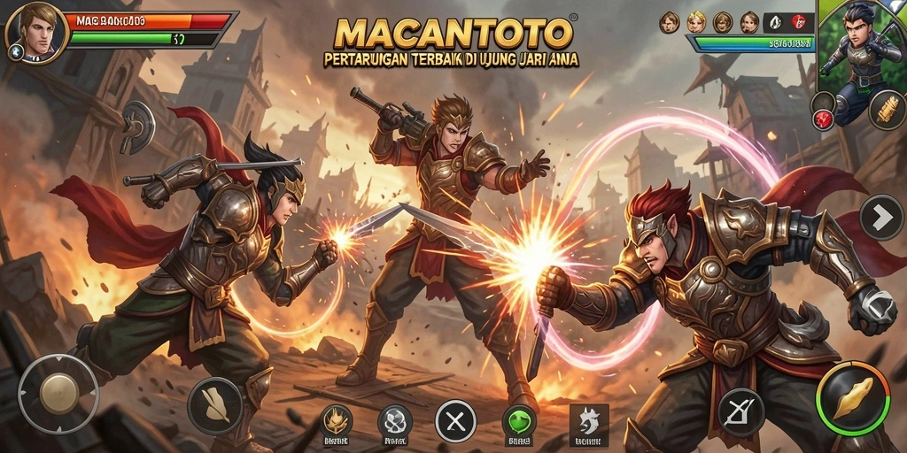 Tampilan seru pertarungan di MACANTOTO dengan karakter yang dinamis.