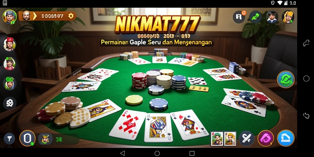 Screenshot NIKMAT777 menampilkan gameplay Gaple yang seru dan interaktif.