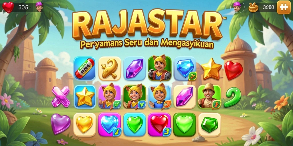 Tampilan gameplay RAJASTAR yang menawan dan penuh warna.