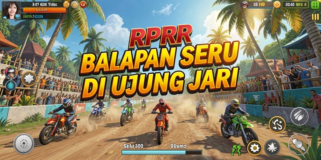 Tampilan gameplay balapan RPRR yang mendebarkan dan penuh aksi.