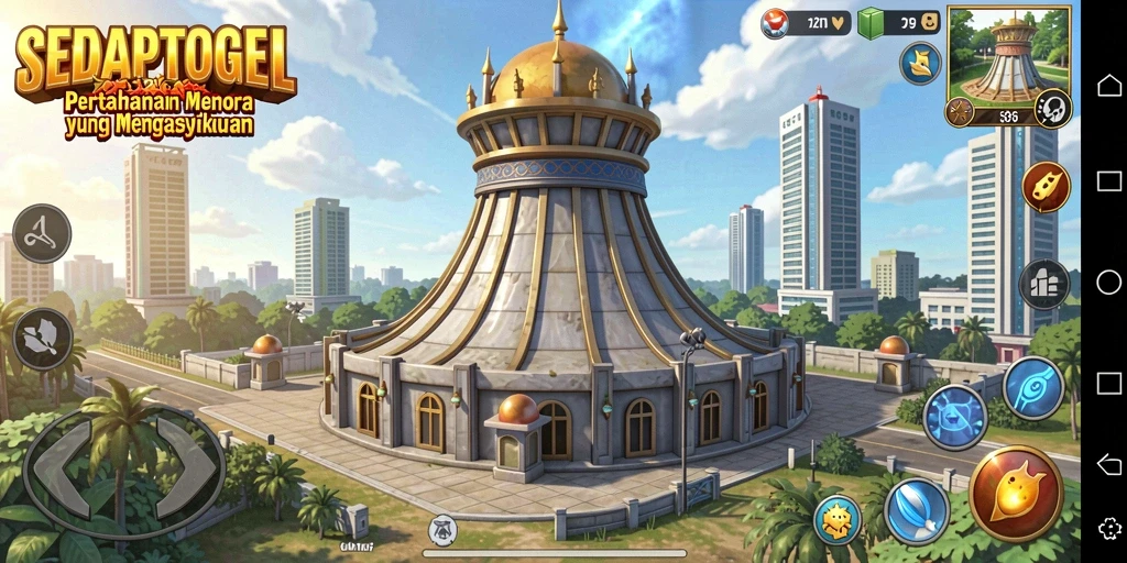 Tampilan seru gameplay SEDAPTOGEL dalam Tower Defense.