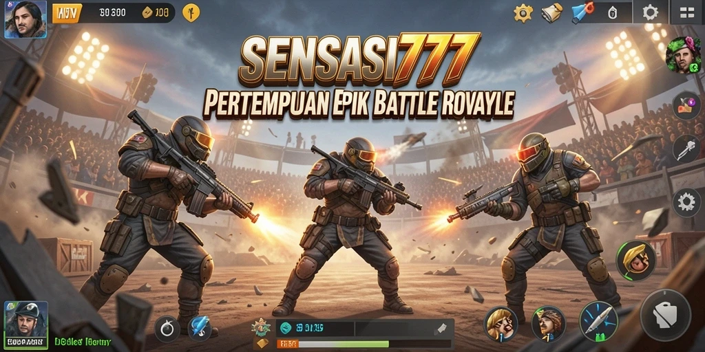Screenshot gameplay menampilkan pertarungan seru di arena Battle Royale.