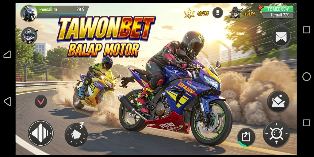 Gameplay seru di TAWONBET dengan balapan motor yang mendebarkan.