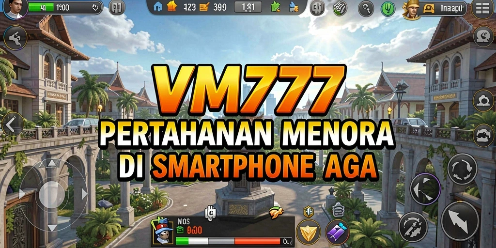 Screenshot gameplay VM777 menampilkan aksi menara bertahan yang mendebarkan.