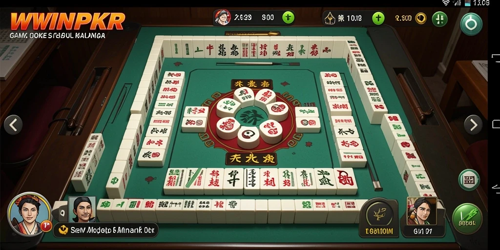 Screenshot gameplay WINPKR menunjukkan keseruan bermain Mahjong dengan teman-teman.